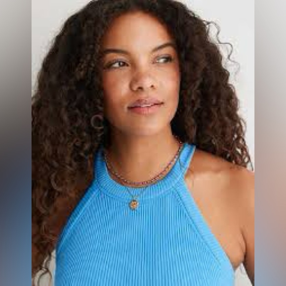 Aerie Blue Ribbed Crop Top